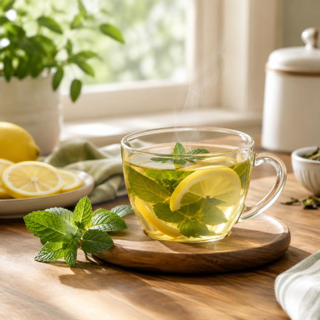 Herbal tea with lemon and mint